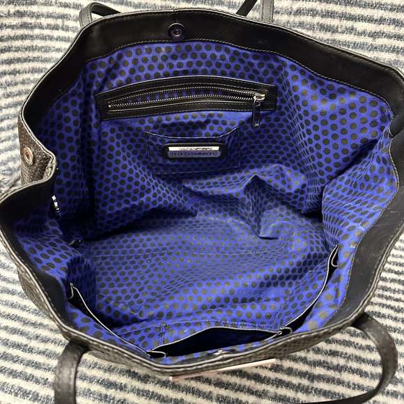 Rebecca Minkoff Black Perforated‎ Leather Tote Bag Large Expandable - Picture 6 of 9